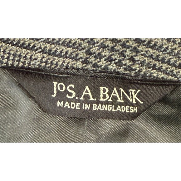 Jos A Bank Men Silk Wool Gray Plaid Blazer Classic Preppy Academic Old Money 46L - Picture 5 of 11